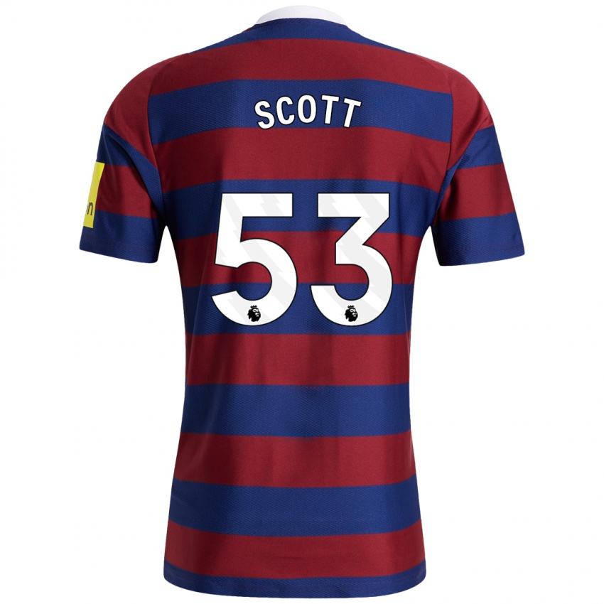 Hombre Camiseta Joshua Scott #53 Burdeos Azul Marino 2ª Equipación 2024/25 La Camisa Chile