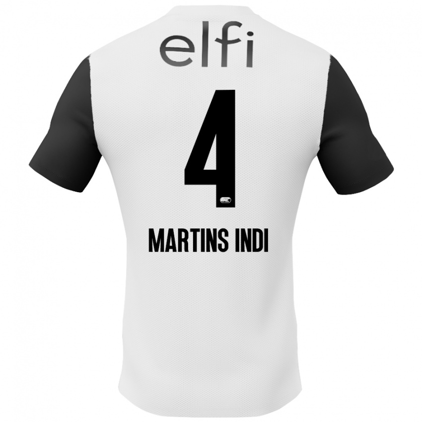 Hombre Camiseta Bruno Martins Indi #4 Blanco Negro 2ª Equipación 2024/25 La Camisa Chile