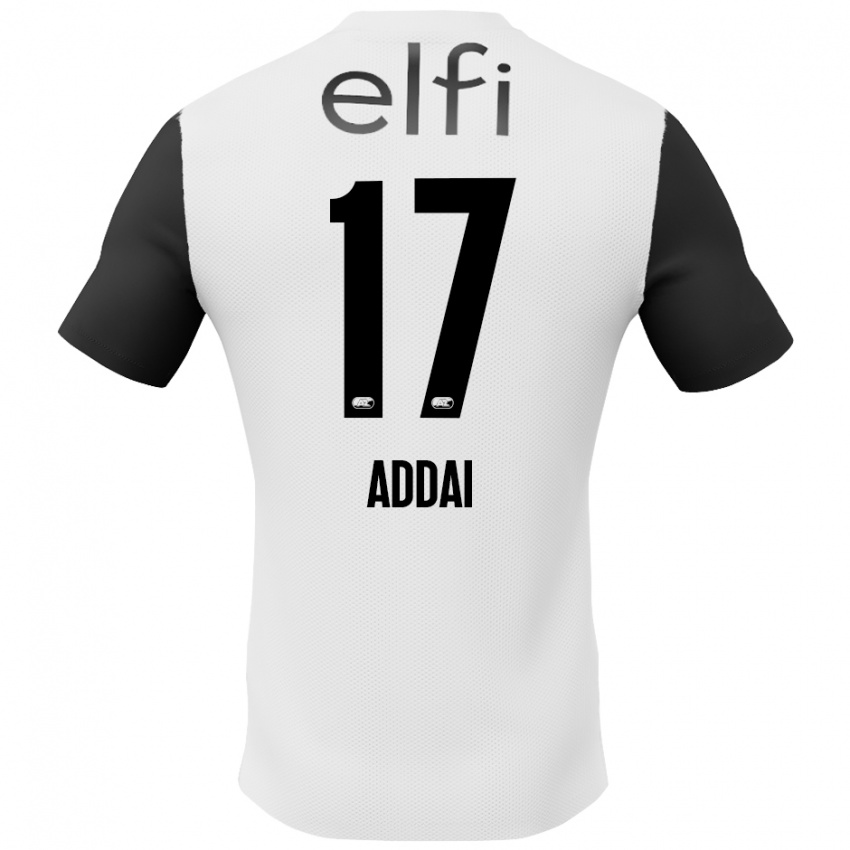 Hombre Camiseta Jayden Addai #17 Blanco Negro 2ª Equipación 2024/25 La Camisa Chile