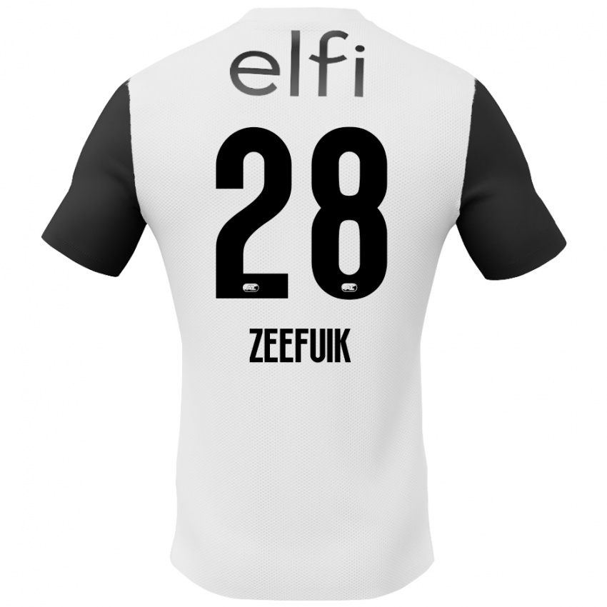 Hombre Camiseta Lequincio Zeefuik #28 Blanco Negro 2ª Equipación 2024/25 La Camisa Chile