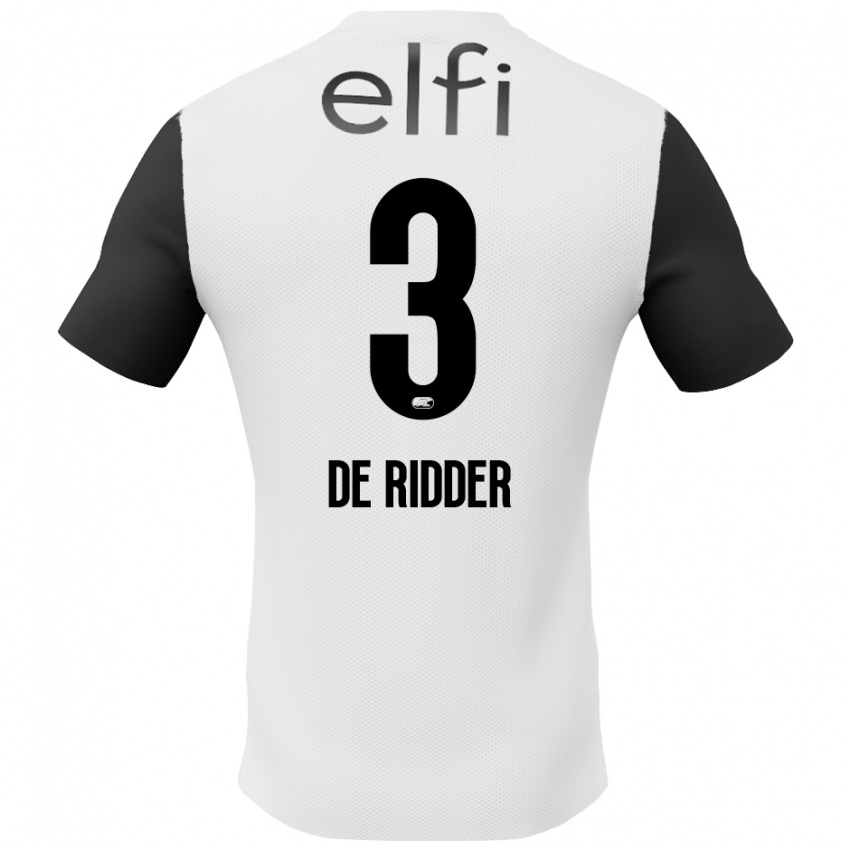 Hombre Camiseta Djoeke De Ridder #3 Blanco Negro 2ª Equipación 2024/25 La Camisa Chile