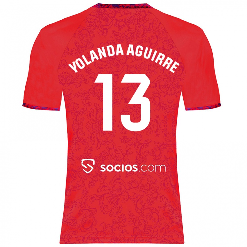 Hombre Camiseta Yolanda Aguirre Gutiérrez #13 Rojo 2ª Equipación 2024/25 La Camisa Chile