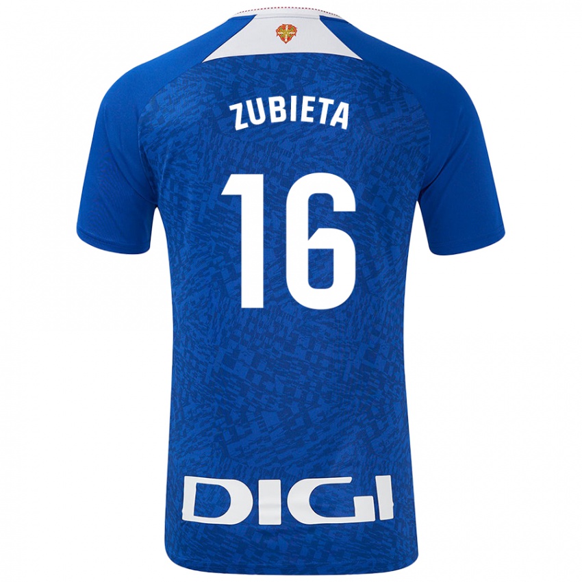 Hombre Camiseta Maite Zubieta Arambarri #16 Azul Real 2ª Equipación 2024/25 La Camisa Chile