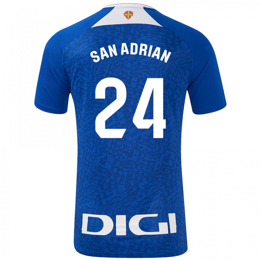 Hombre Camiseta Marta San Adrián Rocandio #24 Azul Real 2ª Equipación 2024/25 La Camisa Chile