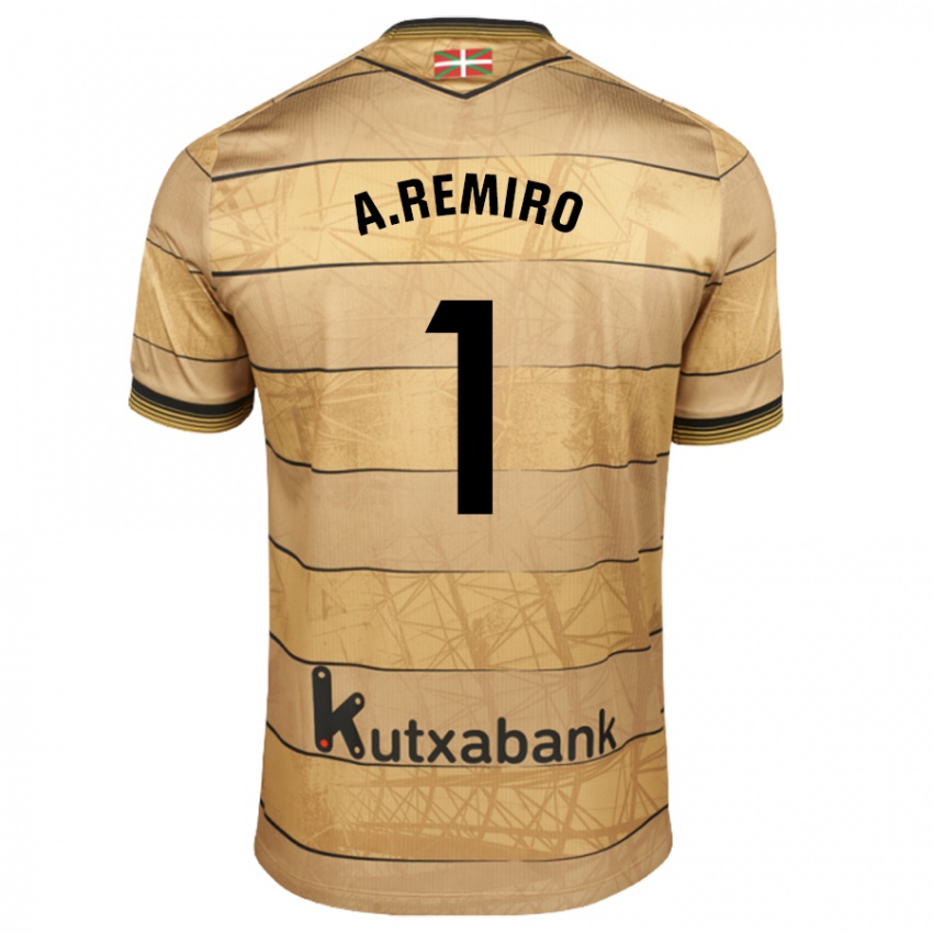 Hombre Camiseta Alex Remiro #1 Marrón 2ª Equipación 2024/25 La Camisa Chile