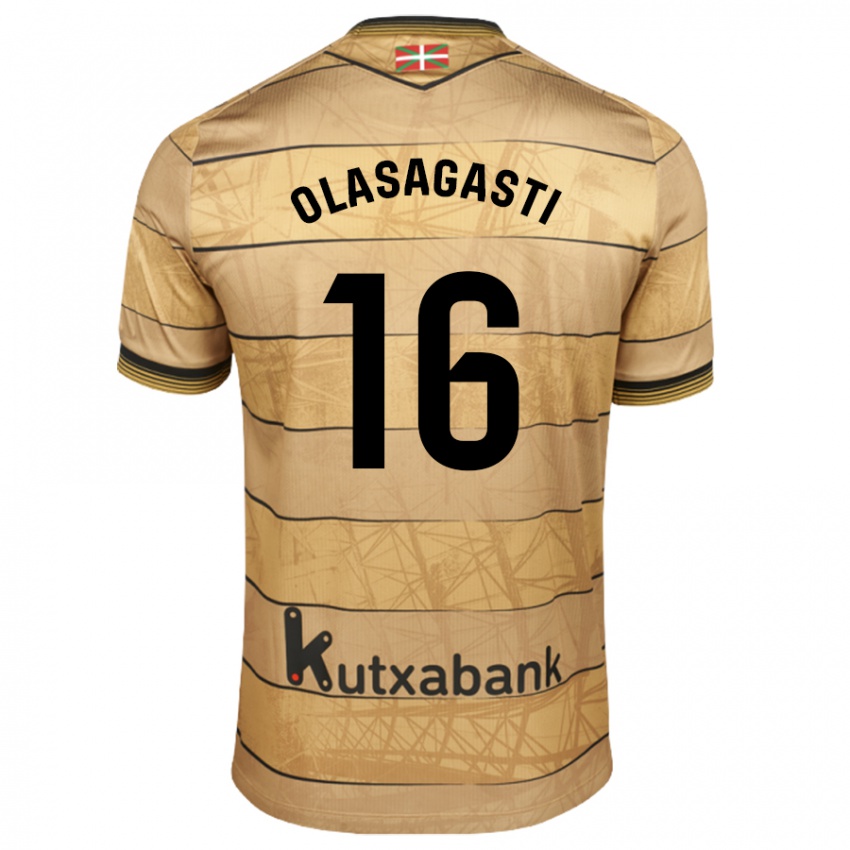 Hombre Camiseta Jon Ander Olasagasti #16 Marrón 2ª Equipación 2024/25 La Camisa Chile