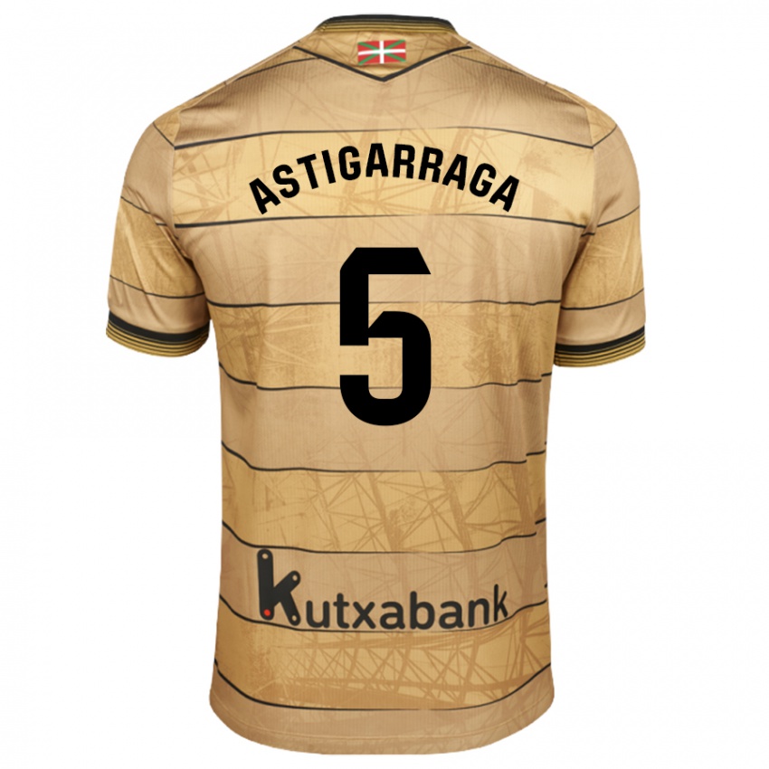 Hombre Camiseta Eneko Astigarraga #5 Marrón 2ª Equipación 2024/25 La Camisa Chile