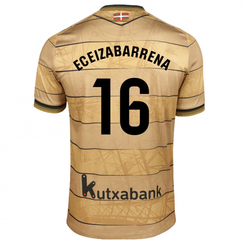 Hombre Camiseta Jon Eceizabarrena #16 Marrón 2ª Equipación 2024/25 La Camisa Chile