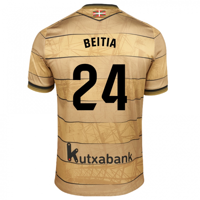 Hombre Camiseta Luken Beitia #24 Marrón 2ª Equipación 2024/25 La Camisa Chile