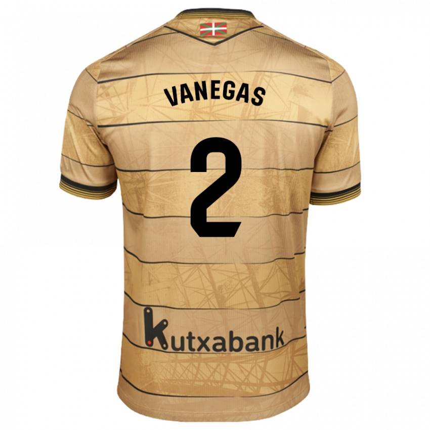 Hombre Camiseta Manuela Vanegas Cataño #2 Marrón 2ª Equipación 2024/25 La Camisa Chile