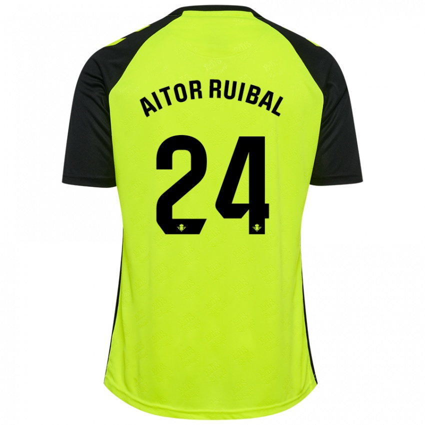 Hombre Camiseta Aitor Ruibal #24 Amarillo Fluorescente Negro 2ª Equipación 2024/25 La Camisa Chile