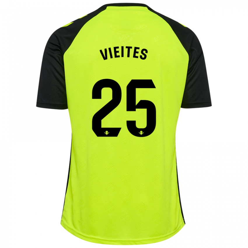 Hombre Camiseta Fran Vieites #25 Amarillo Fluorescente Negro 2ª Equipación 2024/25 La Camisa Chile