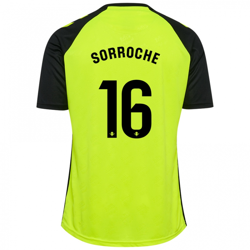 Hombre Camiseta Ginés Sorroche #16 Amarillo Fluorescente Negro 2ª Equipación 2024/25 La Camisa Chile