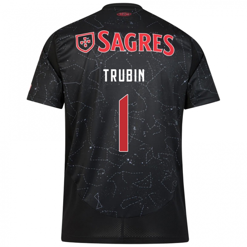 Hombre Camiseta Anatoliy Trubin #1 Negro Rojo 2ª Equipación 2024/25 La Camisa Chile