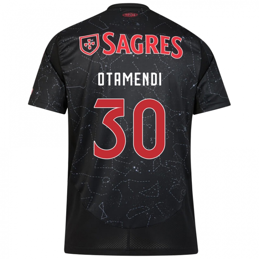 Hombre Camiseta Nicolas Otamendi #30 Negro Rojo 2ª Equipación 2024/25 La Camisa Chile