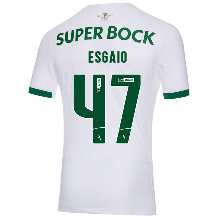 Hombre Camiseta Ricardo Esgaio #47 Blanco Verde 2ª Equipación 2024/25 La Camisa Chile