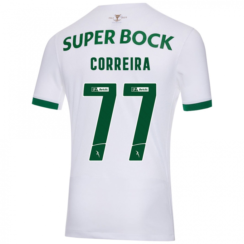 Hombre Camiseta Alicia Figueiredo Lima Correia #77 Blanco Verde 2ª Equipación 2024/25 La Camisa Chile