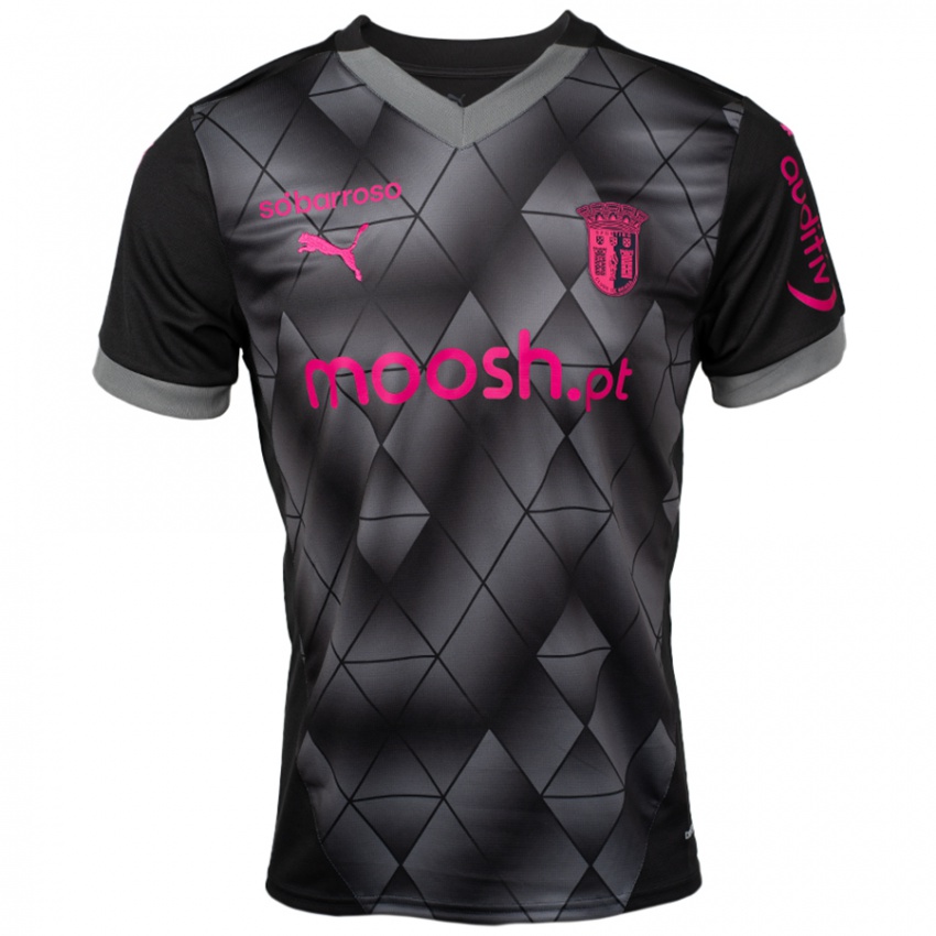 Hombre Camiseta Adrián Marín #19 Negro Rosa 2ª Equipación 2024/25 La Camisa Chile