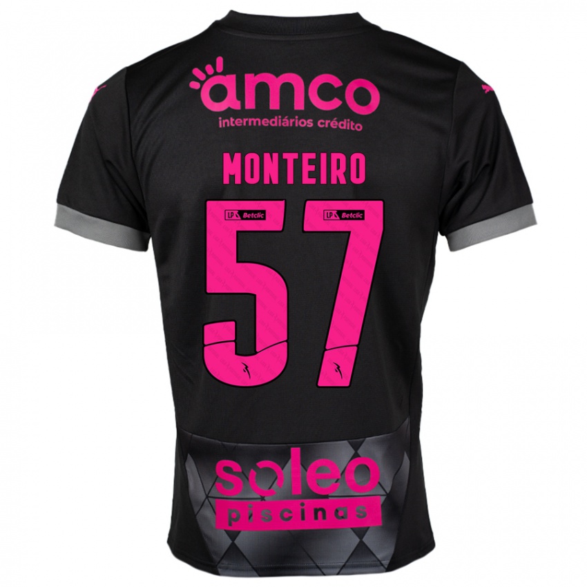 Hombre Camiseta Jordan Monteiro #57 Negro Rosa 2ª Equipación 2024/25 La Camisa Chile