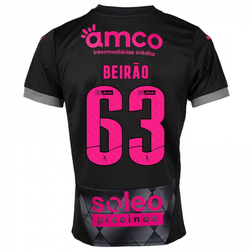 Hombre Camiseta Rodrigo Beirão #63 Negro Rosa 2ª Equipación 2024/25 La Camisa Chile