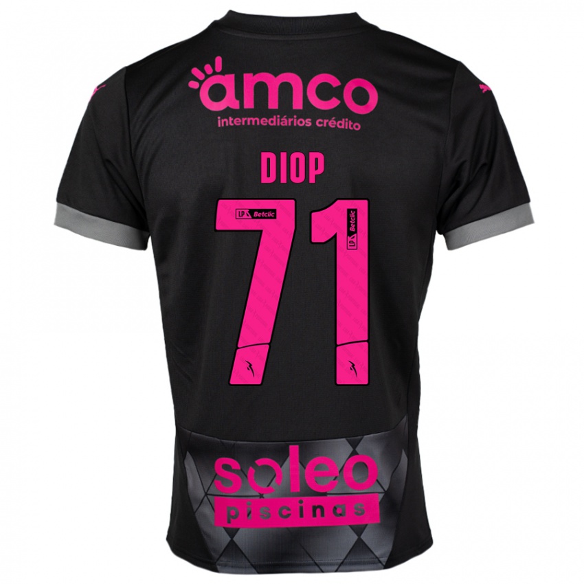 Hombre Camiseta Mamadou Diop #71 Negro Rosa 2ª Equipación 2024/25 La Camisa Chile