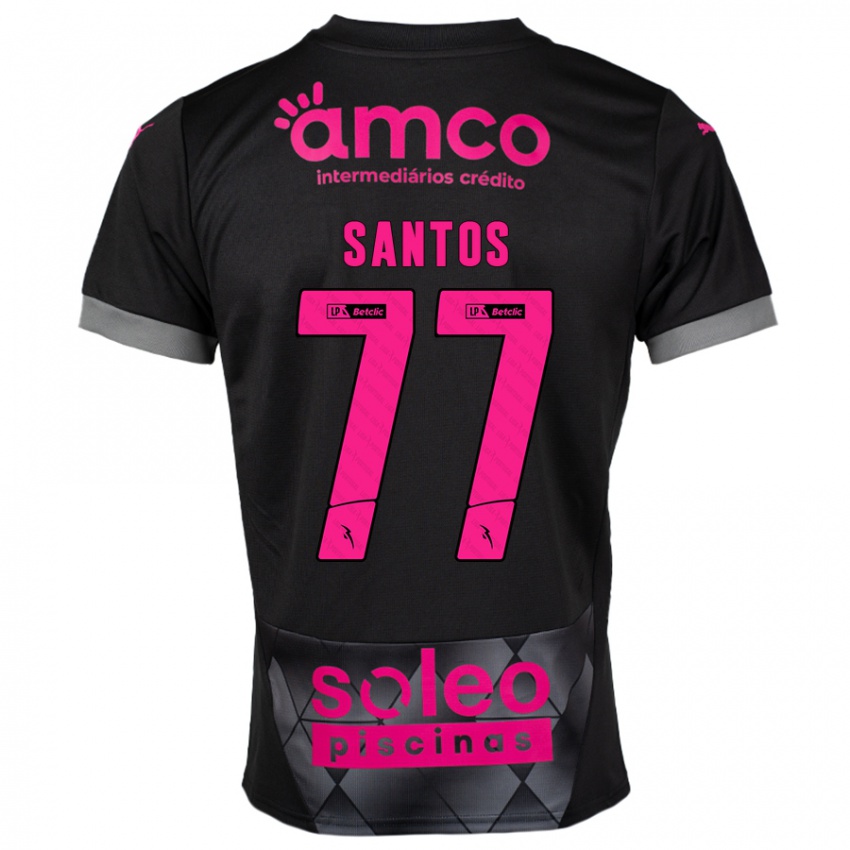 Hombre Camiseta Edu Santos #77 Negro Rosa 2ª Equipación 2024/25 La Camisa Chile