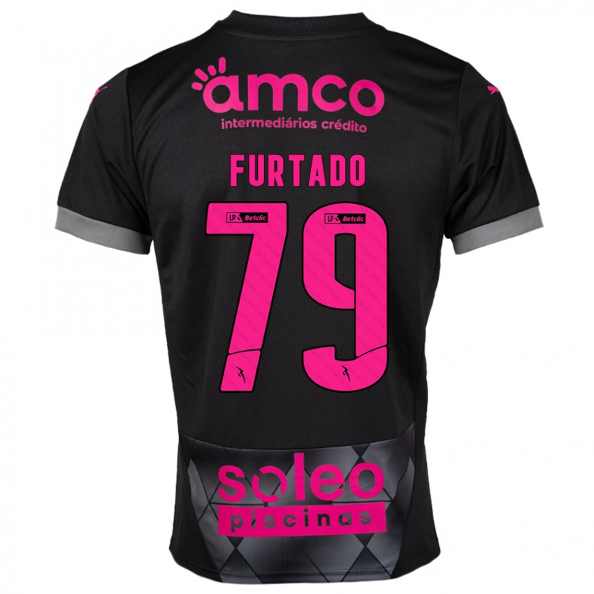 Hombre Camiseta Rúben Furtado #79 Negro Rosa 2ª Equipación 2024/25 La Camisa Chile