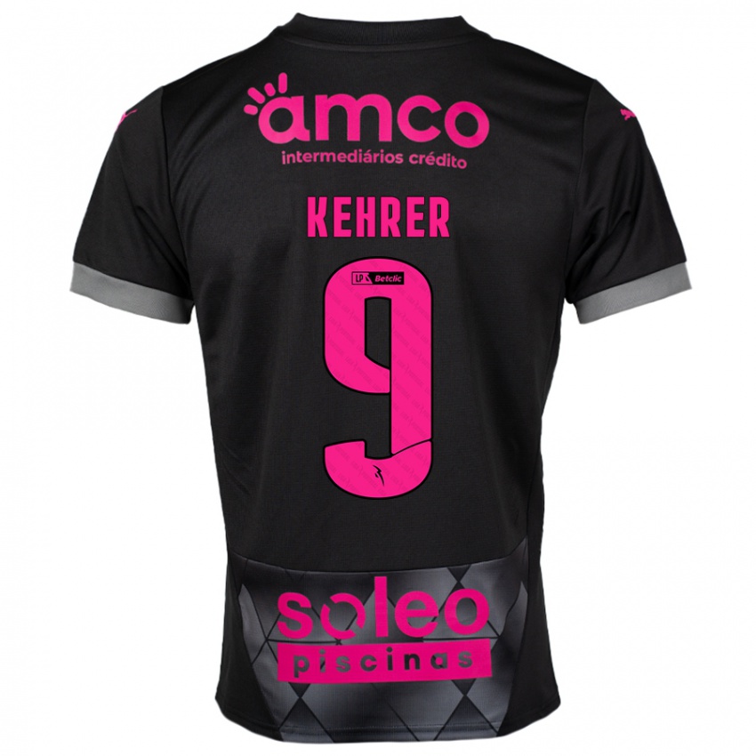 Hombre Camiseta Caroline Kehrer #9 Negro Rosa 2ª Equipación 2024/25 La Camisa Chile