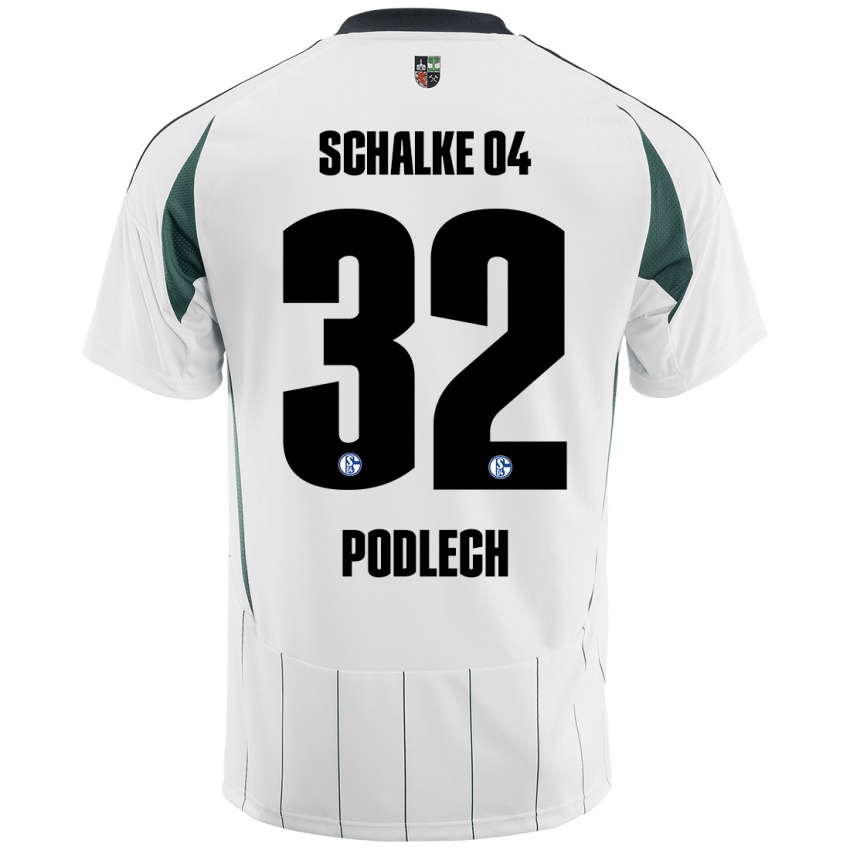 Hombre Camiseta Luca Podlech #32 Blanco Verde 2ª Equipación 2024/25 La Camisa Chile