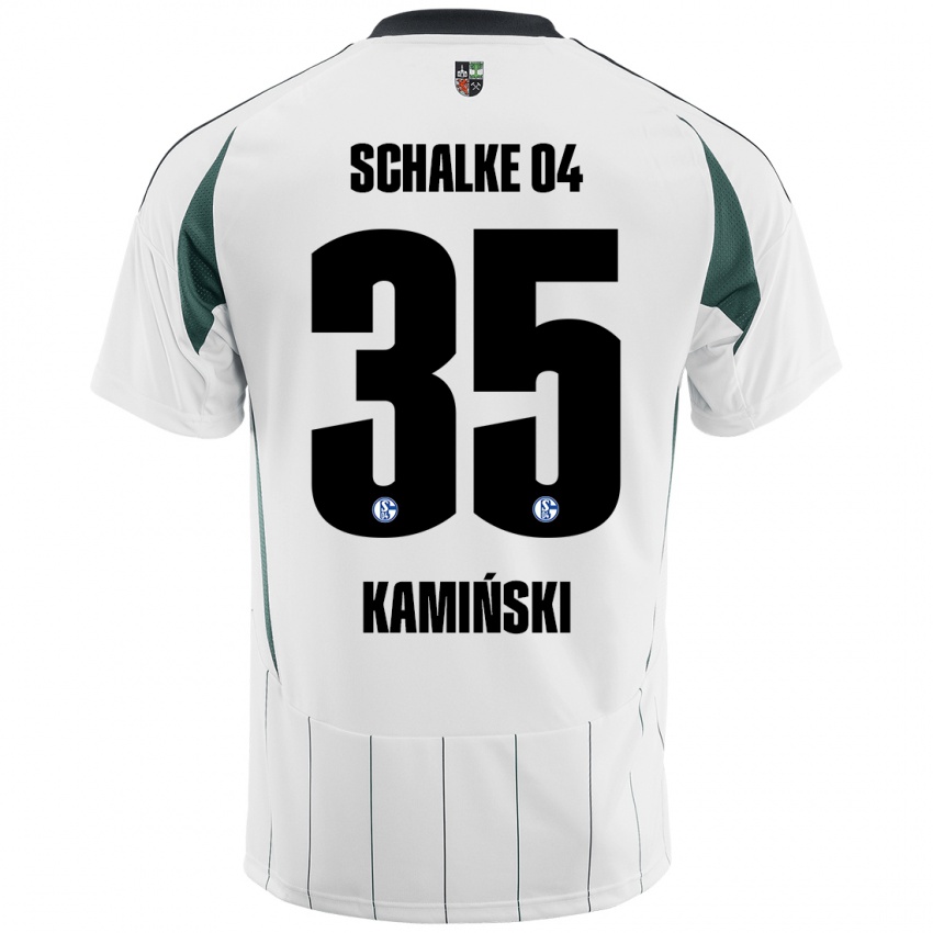 Hombre Camiseta Marcin Kaminski #35 Blanco Verde 2ª Equipación 2024/25 La Camisa Chile