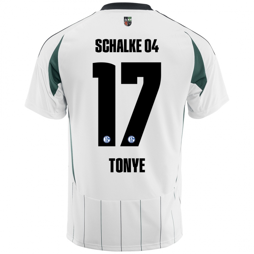 Hombre Camiseta Yannick Tonye #17 Blanco Verde 2ª Equipación 2024/25 La Camisa Chile