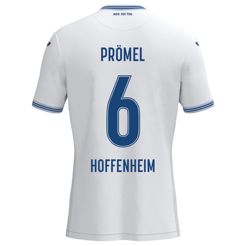 Hombre Camiseta Grischa Prömel #6 Blanco Azul 2ª Equipación 2024/25 La Camisa Chile