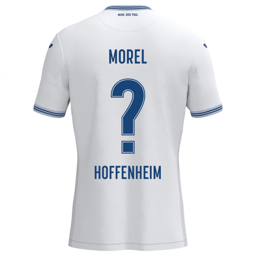 Hombre Camiseta Briek Morel #0 Blanco Azul 2ª Equipación 2024/25 La Camisa Chile