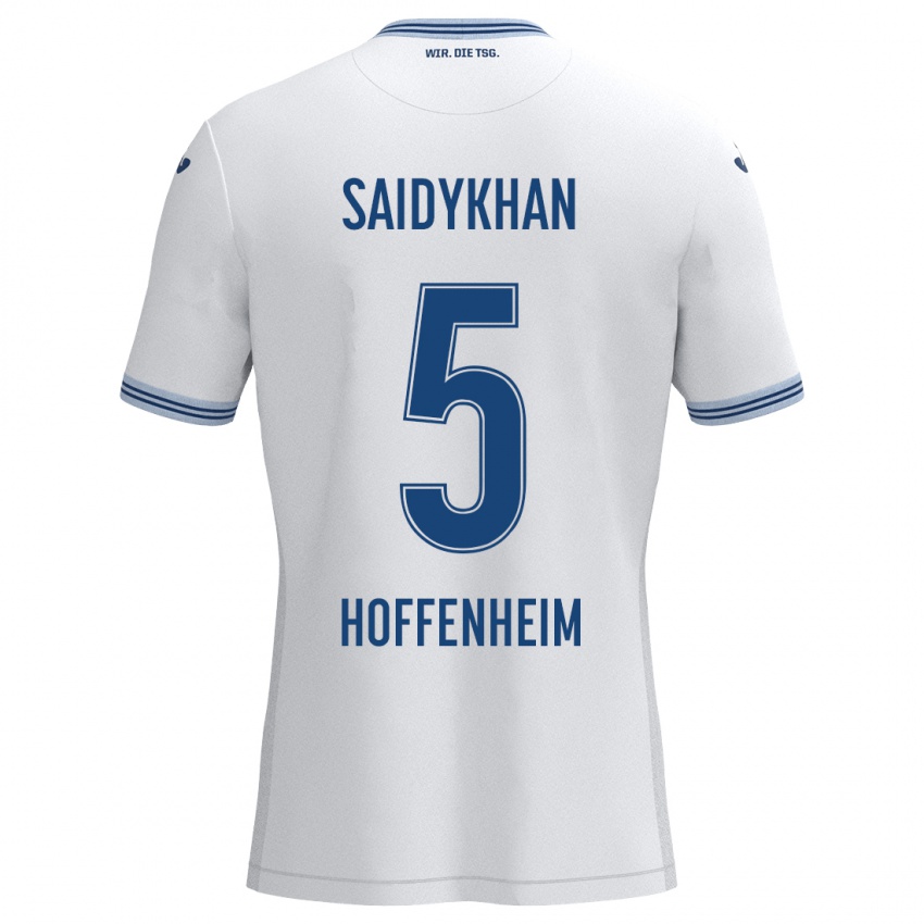 Hombre Camiseta Ibrahim Saidykhan #5 Blanco Azul 2ª Equipación 2024/25 La Camisa Chile