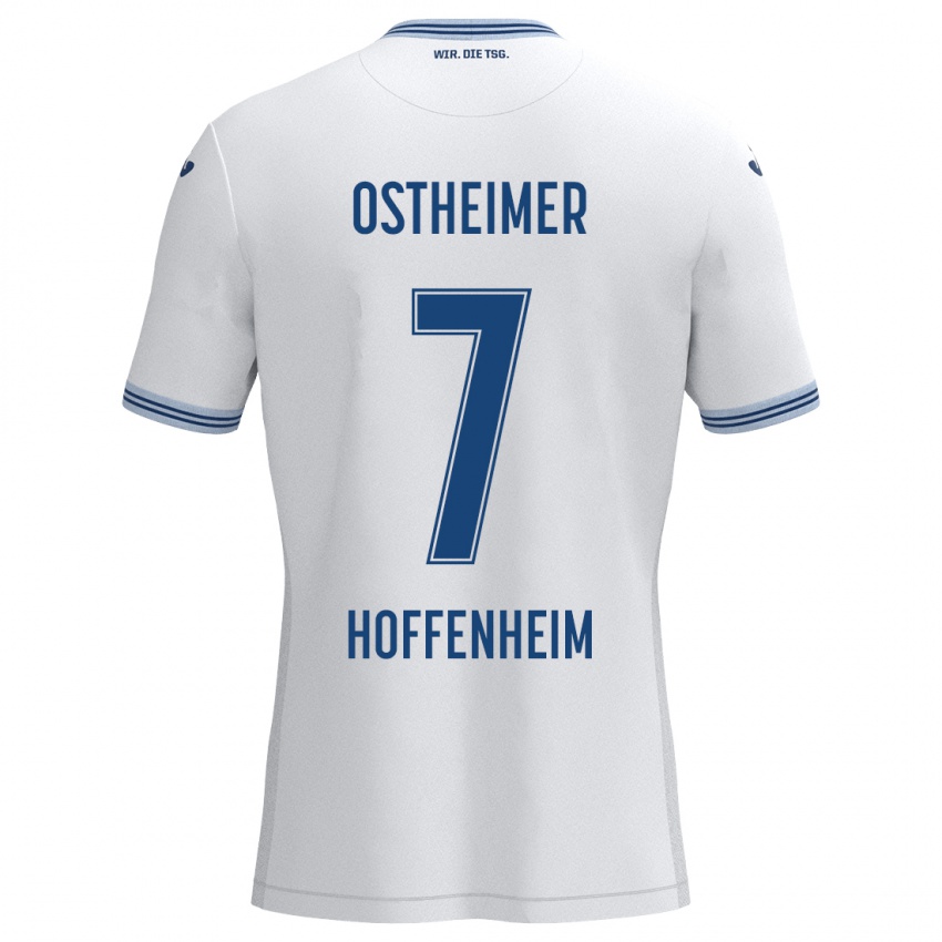 Hombre Camiseta Nevio Ostheimer #7 Blanco Azul 2ª Equipación 2024/25 La Camisa Chile