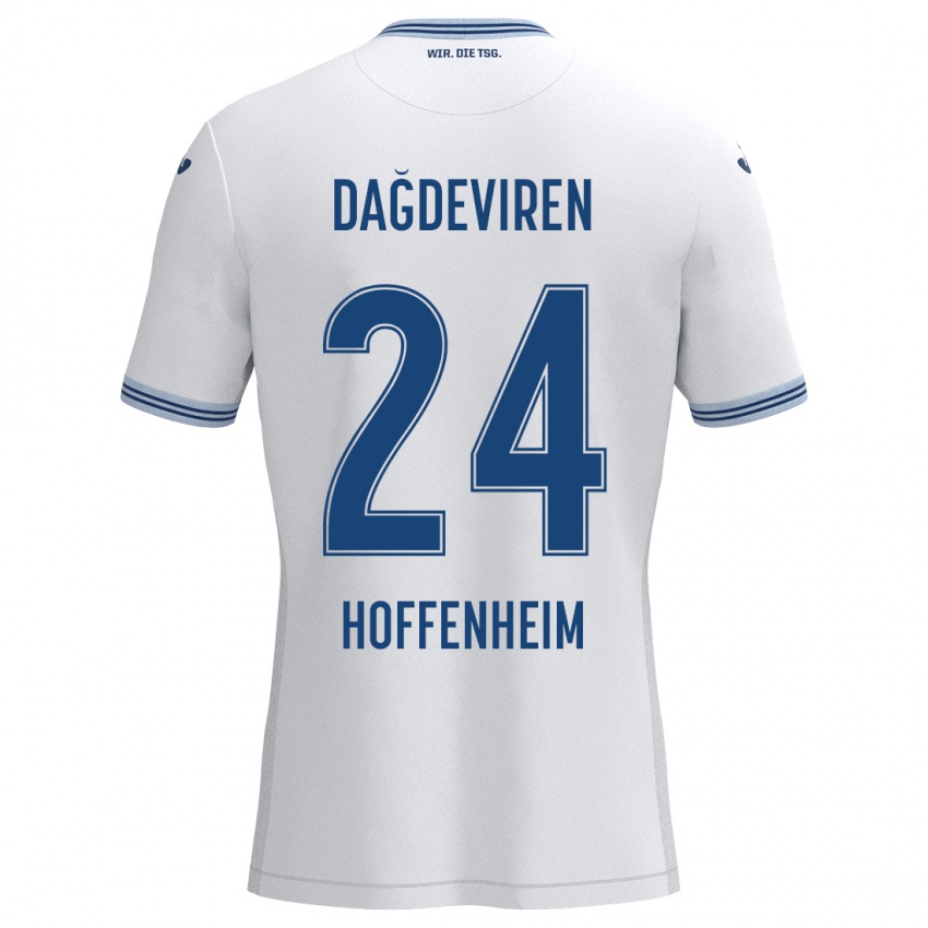 Hombre Camiseta Diren Dağdeviren #24 Blanco Azul 2ª Equipación 2024/25 La Camisa Chile