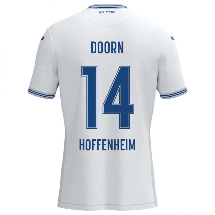 Hombre Camiseta Lisa Doorn #14 Blanco Azul 2ª Equipación 2024/25 La Camisa Chile