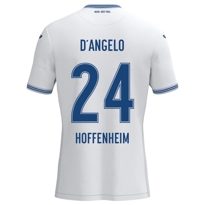 Hombre Camiseta Chiara D'angelo #24 Blanco Azul 2ª Equipación 2024/25 La Camisa Chile