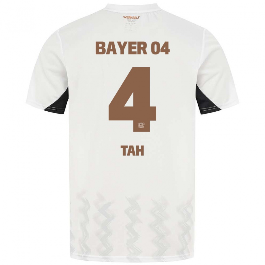 Hombre Camiseta Jonathan Tah #4 Blanco Negro 2ª Equipación 2024/25 La Camisa Chile