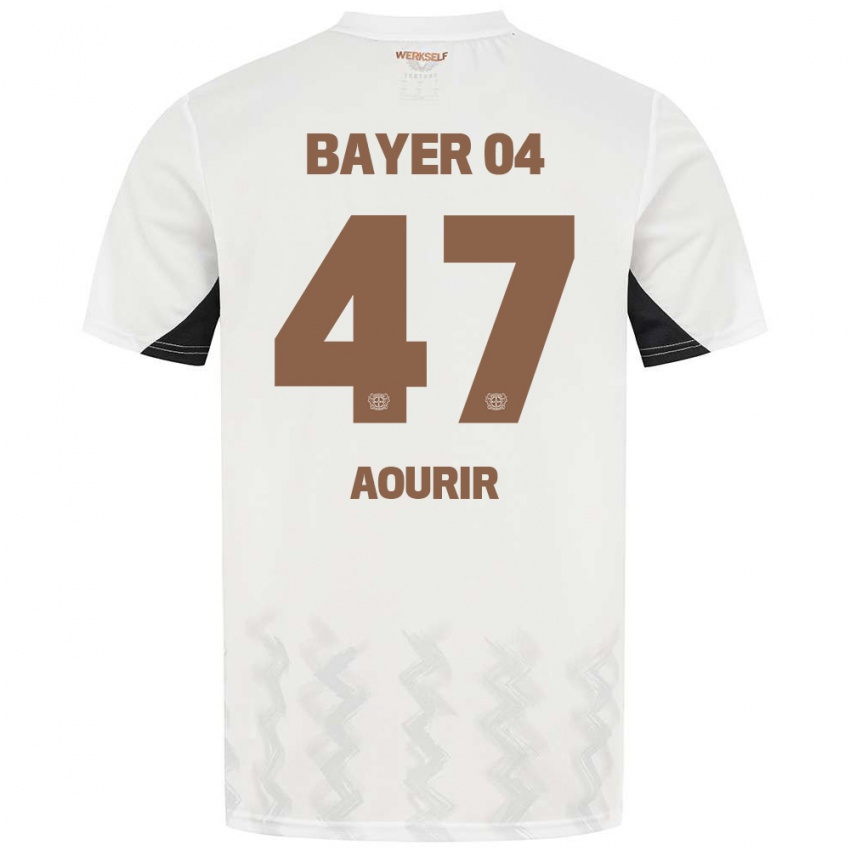 Hombre Camiseta Ayman Aourir #47 Blanco Negro 2ª Equipación 2024/25 La Camisa Chile