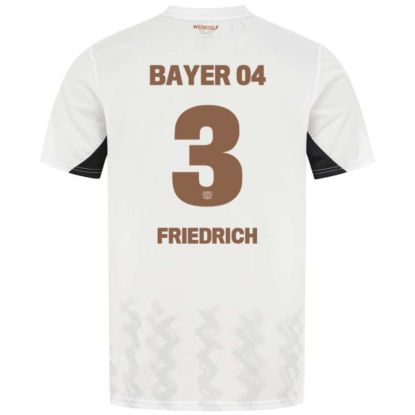 Hombre Camiseta Melissa Friedrich #3 Blanco Negro 2ª Equipación 2024/25 La Camisa Chile