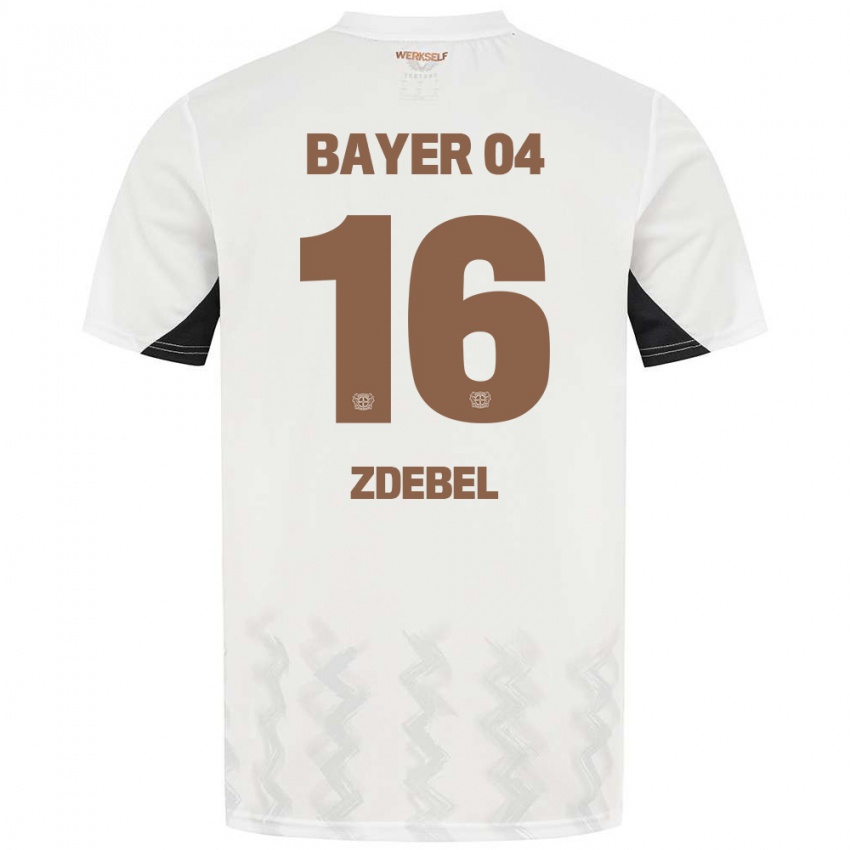 Hombre Camiseta Sofie Zdebel #16 Blanco Negro 2ª Equipación 2024/25 La Camisa Chile