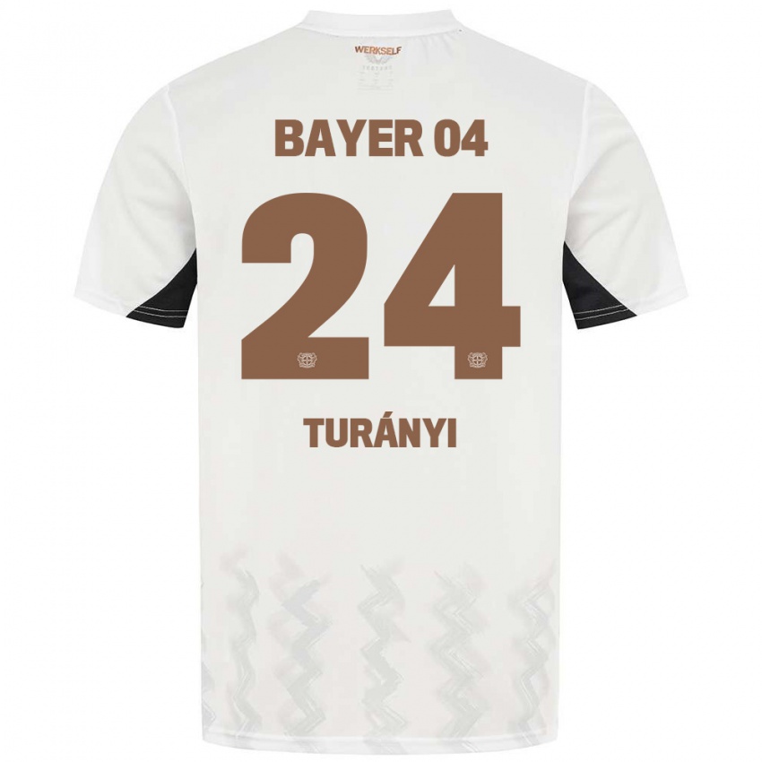 Hombre Camiseta Lilla Turányi #24 Blanco Negro 2ª Equipación 2024/25 La Camisa Chile