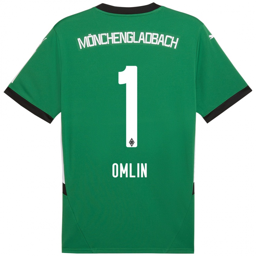 Hombre Camiseta Jonas Omlin #1 Verde Blanco 2ª Equipación 2024/25 La Camisa Chile