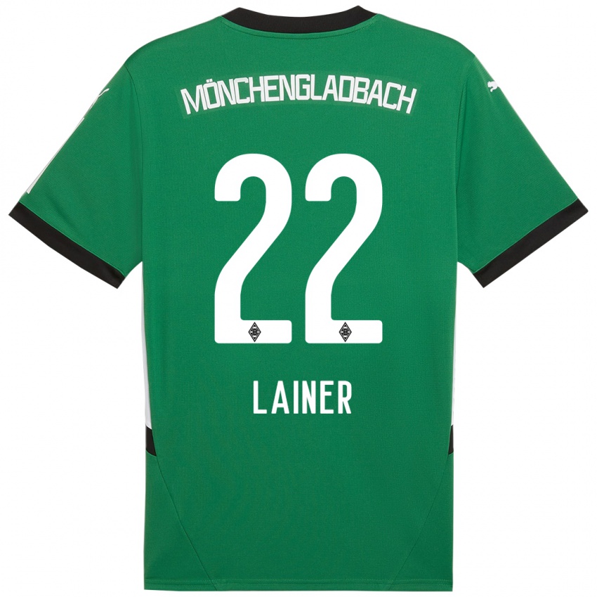 Hombre Camiseta Stefan Lainer #22 Verde Blanco 2ª Equipación 2024/25 La Camisa Chile