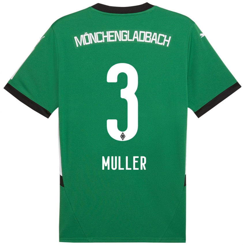 Hombre Camiseta Barbara Müller #3 Verde Blanco 2ª Equipación 2024/25 La Camisa Chile