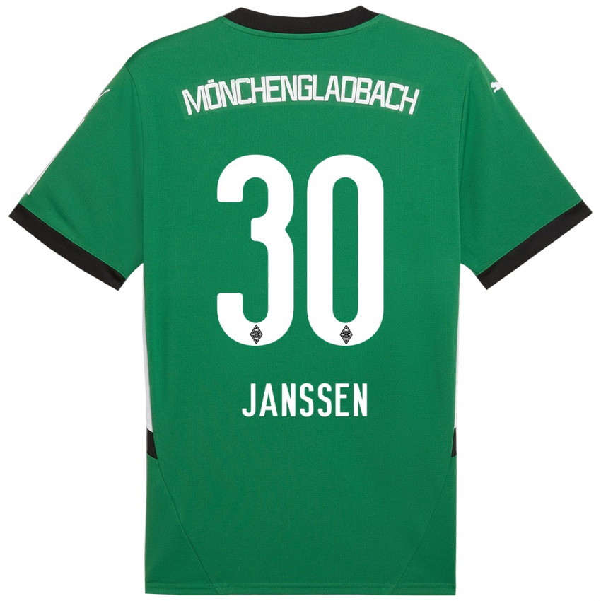 Hombre Camiseta Annalena Janssen #30 Verde Blanco 2ª Equipación 2024/25 La Camisa Chile