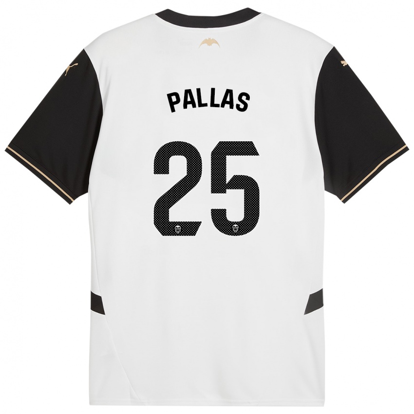 Mujer Camiseta Nerea Pallas #25 Blanco Negro 1ª Equipación 2024/25 La Camisa Chile