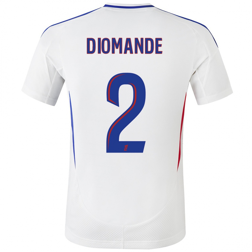 Mujer Camiseta Sinaly Diomande #2 Blanco Azul 1ª Equipación 2024/25 La Camisa Chile