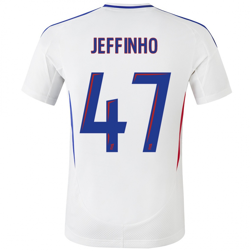 Mujer Camiseta Jeffinho #47 Blanco Azul 1ª Equipación 2024/25 La Camisa Chile